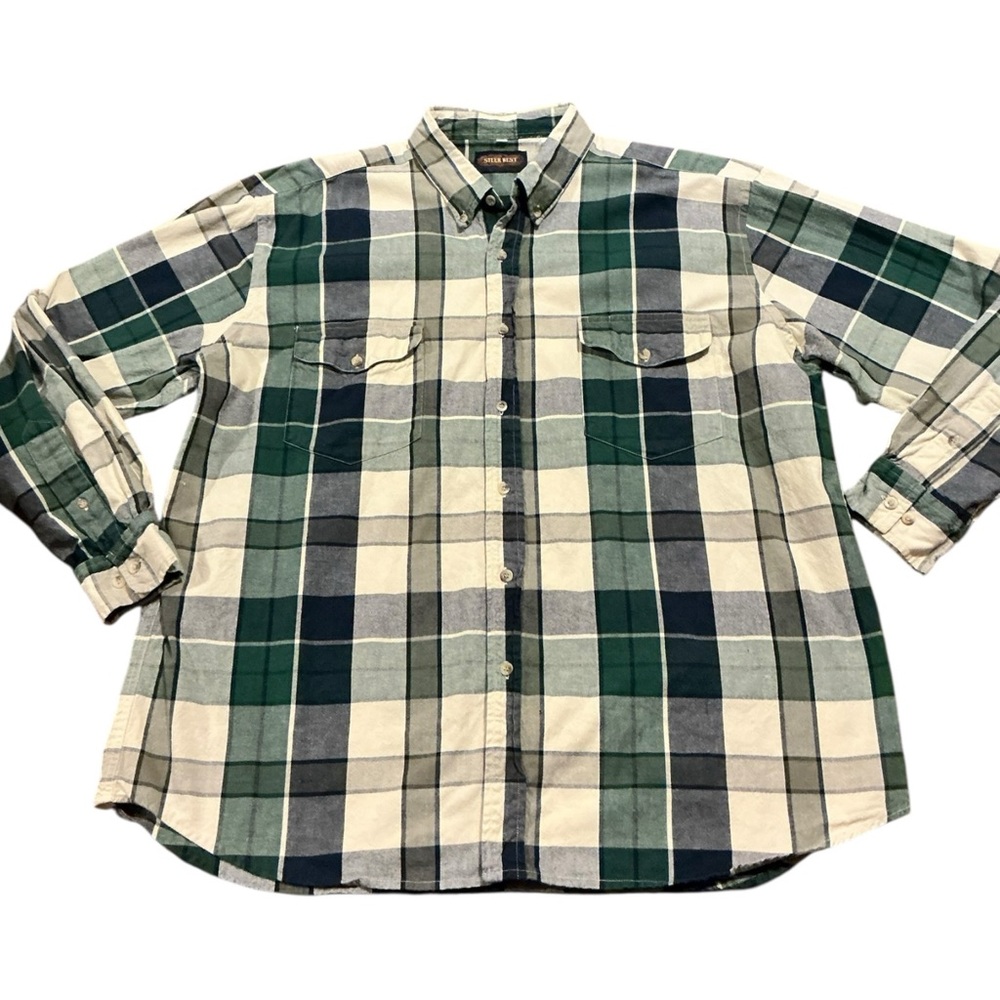 Steer West Plaid Green and Blue Men's Shirt